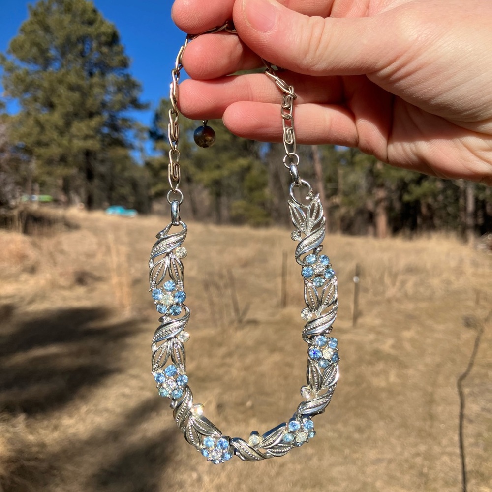 Vintage Blue Flower Necklace by Lisner